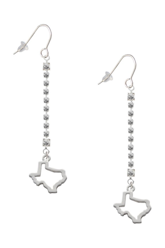 Silvertone Texas Outline - Silver-tone Long Sparkle Dangle French Earrings