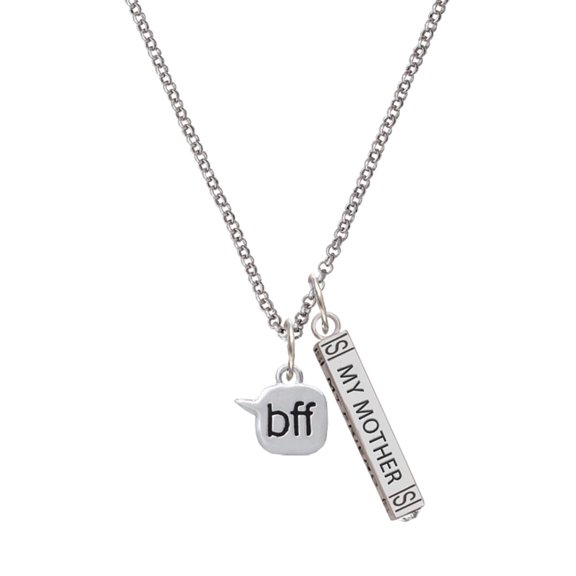 Delight Jewelry Silvertone Text Chat - bff - Best Friends Forever - Silvertone Always My Mother Bar Charm Necklace, 23"