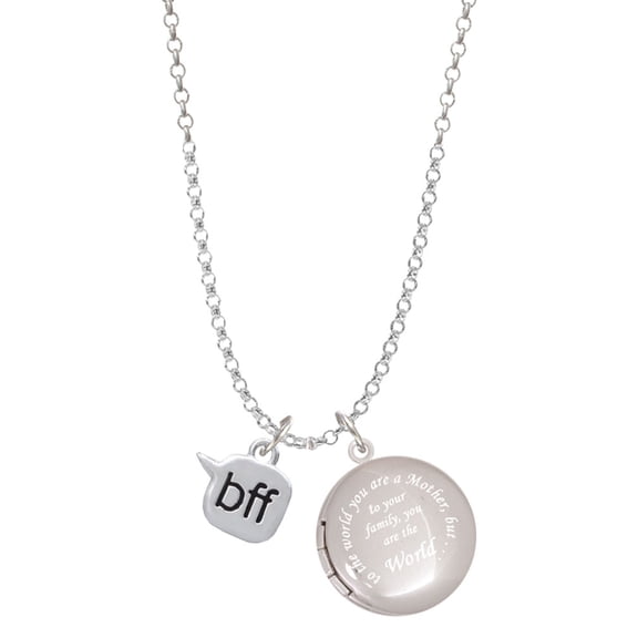 Delight Jewelry Silvertone Text Chat - bff - Best Friends Forever - To the World You are a Mother Locket Necklace