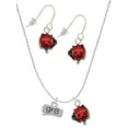 thumbnail image 1 of Delight Jewelry Silvertone Text Chat - gr8 - Great - Red Lucky Ladybug Necklace and Dangle Earrings Set, 1 of 6
