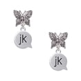 thumbnail image 1 of Delight Jewelry Silvertone Text Chat - jk - Just Kidding - Silvertone Antiqued Butterfly Post Earrings, 1 of 4
