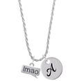 thumbnail image 1 of Delight Jewelry Silvertone Text Chat - lmao - Laughing My A** Off - Silvertone Script Initial Disc - A - Charm Necklace, 20"+3", 1 of 4