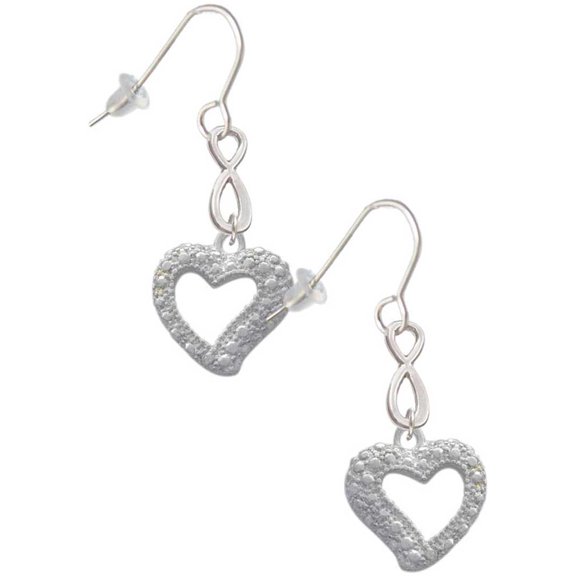 Delight Jewelry Silvertone Textured Open Heart Silver tone Infinity French Earrings