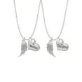 thumbnail image 1 of Delight Jewelry Silvertone Textured Wing Mother & Daughter Heart Necklaces (Set of 2), 19"+2", 1 of 4