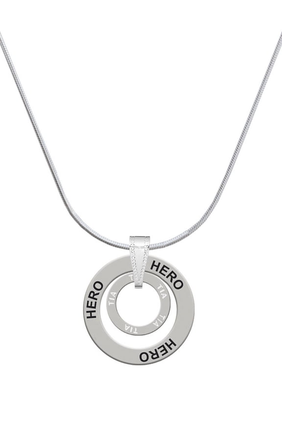Silvertone Tia Eternity Ring Hero Ring Charm Necklace, 18"