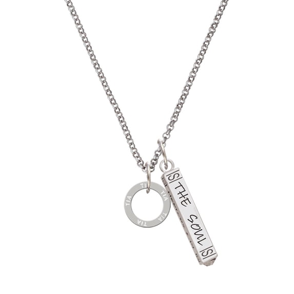 Delight Jewelry Silvertone Tia Eternity Ring Silvertone Hope Anchors the Soul Bar Charm Necklace, 23"
