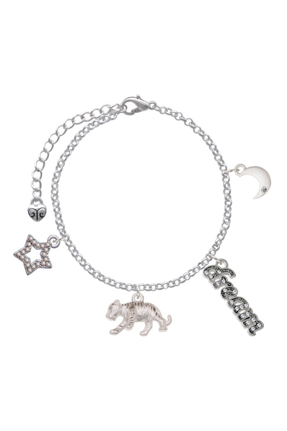 Silvertone Tiger Cub Silvertone Dream Big Charm Bracelet, 7.5+2" Extender