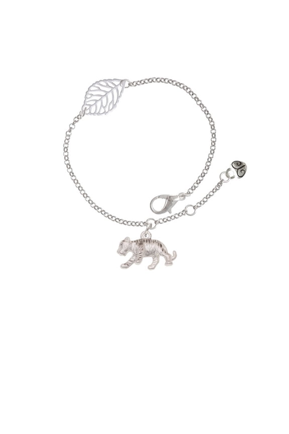 Silvertone Tiger Cub - Silvertone Leaf Delicate Bracelet, 6.25+1.75"