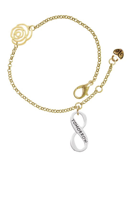 Silvertone Today Tomorrow Infinity Sign Gold-tone Rose Link Chain Bracelet, 6.25"+1.75" Extender