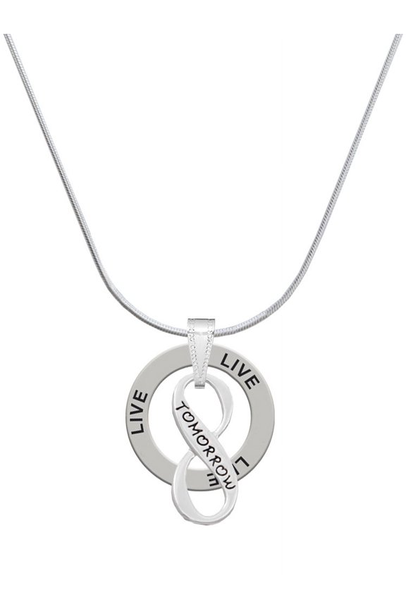 Silvertone Today Tomorrow Infinity Sign Live Ring Charm Necklace, 18"