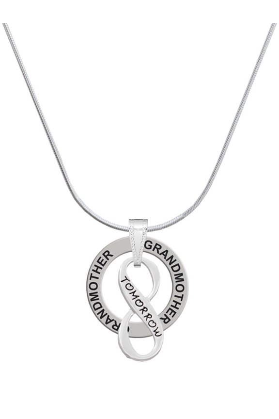 Silvertone Today Tomorrow Infinity Sign Silvertone Grandmother Ring Charm Necklace, 18"