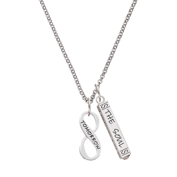 Delight Jewelry Silvertone Today Tomorrow Infinity Sign Silvertone Hope Anchors the Soul Bar Charm Necklace, 23"