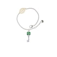 thumbnail image 1 of Delight Jewelry Silvertone Translucent Green Lucky Four Leaf Clover Key - Goldtone Leaf Delicate Bracelet, 6.25+1.75", 1 of 4