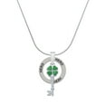 thumbnail image 1 of Delight Jewelry Silvertone Translucent Green Lucky Four Leaf Clover Key Hero Ring Charm Necklace, 18", 1 of 4