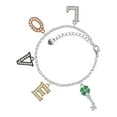 thumbnail image 1 of Delight Jewelry Silvertone Translucent Green Lucky Four Leaf Clover Key Multi-Colored Crystal Love Charm Bracelet, 1 of 5