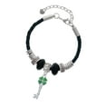 thumbnail image 1 of Delight Jewelry Silvertone Translucent Green Lucky Four Leaf Clover Key Sister Celtic Knot Leather Bead Bracelet, 7"+2" Extender, 1 of 4