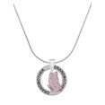 thumbnail image 1 of Delight Jewelry Silvertone Translucent Pink Flying Butterfly Silvertone Grandmother Ring Charm Necklace, 18", 1 of 4