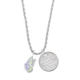 thumbnail image 1 of Delight Jewelry Silvertone Translucent Purple & Lime Green Flying Butterfly She is Clothed in Stength and Dignity Charm Necklace, 20"+3", 1 of 4