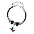 thumbnail image 1 of Delight Jewelry Silvertone Translucent Texas - Lone Star Lil Sister Celtic Knot Leather Bead Bracelet, 7"+2" Extender, 1 of 4