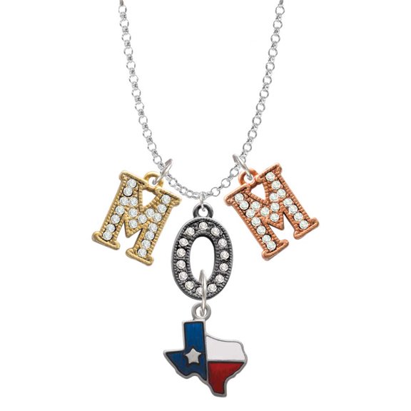 Delight Jewelry Silvertone Translucent Texas - Lone Star Multi-Colored Crystal Mom Charm Necklace