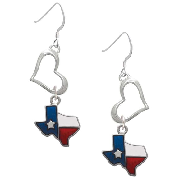Delight Jewelry Silvertone Translucent Texas - Lone Star Open Heart French Earrings