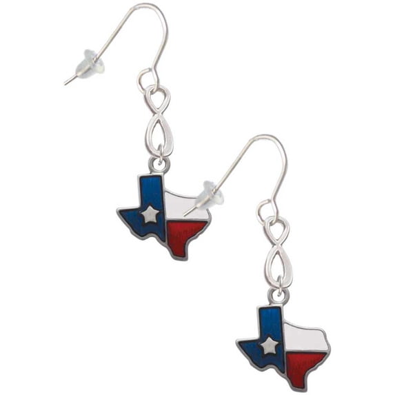 Delight Jewelry Silvertone Translucent Texas - Lone Star Silver tone Infinity French Earrings