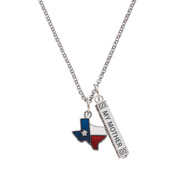 Delight Jewelry Silvertone Translucent Texas - Lone Star Silvertone Always My Mother Bar Charm Necklace, 23"