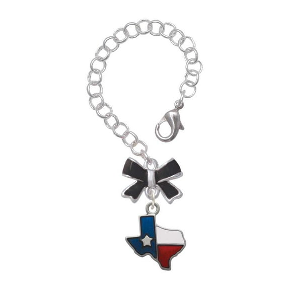 Delight Jewelry Silvertone Translucent Texas - Lone Star - Silvertone Black Bow Charm Accessory for Tumblers and Thermal Cups