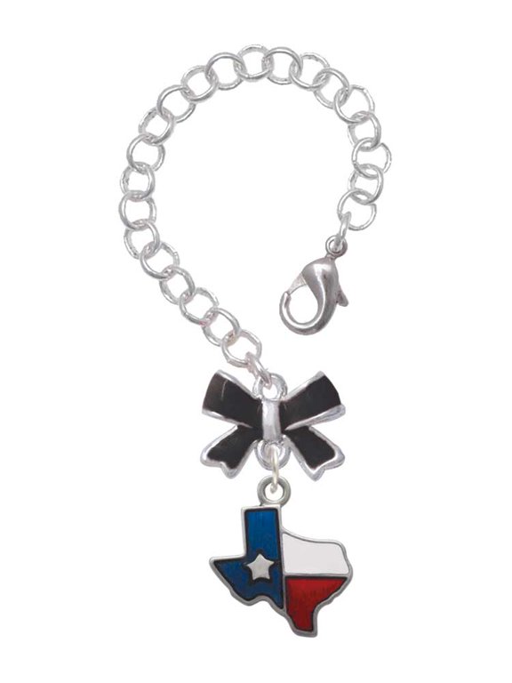Silvertone Translucent Texas - Lone Star - Silvertone Black Bow Charm Accessory for Tumblers and Thermal Cups