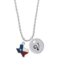thumbnail image 1 of Delight Jewelry Silvertone Translucent Texas - Lone Star Silvertone Script Initial Disc - V - Charm Necklace, 20"+3", 1 of 4