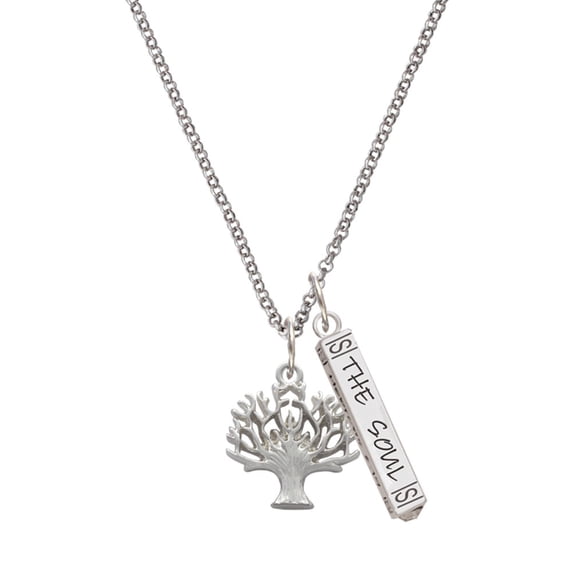 Delight Jewelry Silvertone Tree of Life Silvertone Hope Anchors the Soul Bar Charm Necklace, 23"