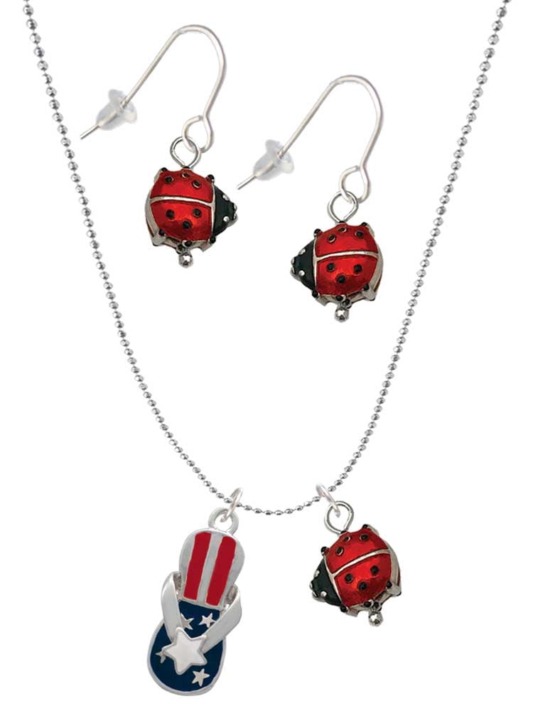 Mall Of Style Women's Flip Flop Necklace - Red, White & Blue Patriotic Jewelry For 4th Of July & USA Events