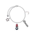 thumbnail image 1 of Delight Jewelry Silvertone USA Patriotic Flip Flop with White Star Silvertone Dream Big Charm Bracelet, 7.5+2" Extender, 1 of 4