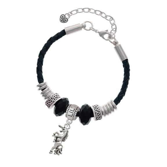 Delight Jewelry Silvertone Unicorn Sister Celtic Knot Leather Bead Bracelet, 7"+2" Extender