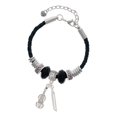 thumbnail image 1 of Delight Jewelry Silvertone Violin and Bow Wife Celtic Knot Leather Bead Bracelet, 7"+2" Extender, 1 of 4