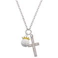 thumbnail image 1 of Delight Jewelry Silvertone Volleyball - Crown I Set You Apart Engraved Cross Zoey Necklace, 28", 1 of 4