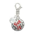thumbnail image 1 of Delight Jewelry Silvertone Volleyball - ''Set It'' - Silvertone Clip on Charm with Clear Crystal Drop, 1 of 4