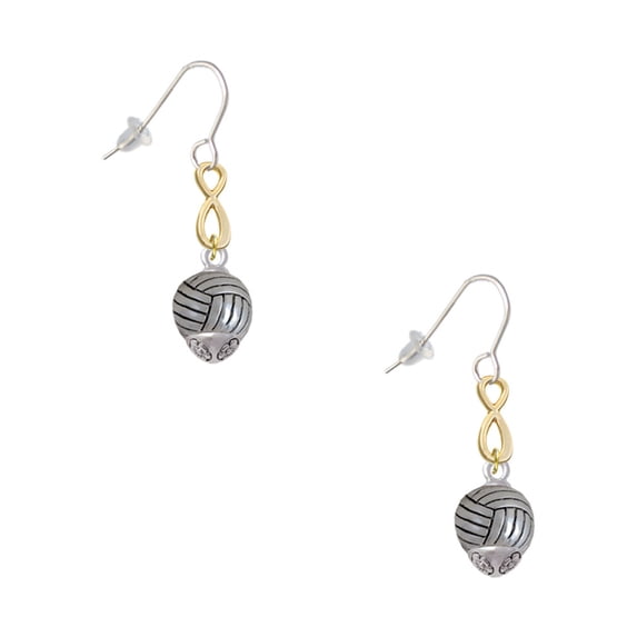Delight Jewelry Silvertone Volleyball Spinner Gold Tone Infinity French Earrings