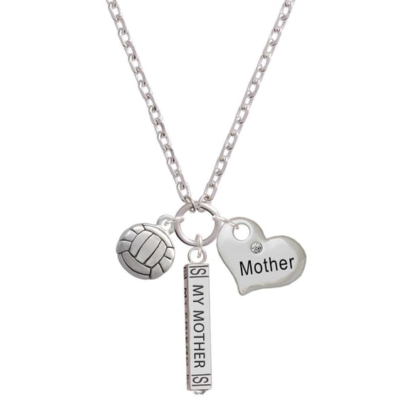 Delight Jewelry Silvertone Volleyball or Water Polo Ball Always My Mother Bar Zoe Necklace