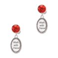 thumbnail image 1 of Delight Jewelry Silvertone Walk with Jesus Oval Red Crystal Clip on Earrings, 1 of 5
