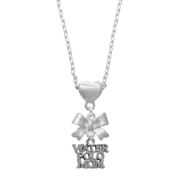 Delight Jewelry Silvertone Water Polo Mom Silver tone Bow Heart Necklace