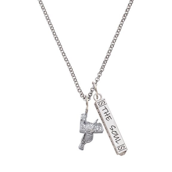Delight Jewelry Silvertone Western Saddle Silvertone Hope Anchors the Soul Bar Charm Necklace, 23"