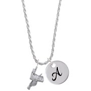 Delight Jewelry Silvertone Western Saddle Silvertone Script Initial Disc - A - Charm Necklace, 20"+3"