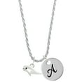 thumbnail image 1 of Delight Jewelry Silvertone Whale Silvertone Script Initial Disc - A - Charm Necklace, 20"+3", 1 of 4