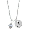 thumbnail image 1 of Delight Jewelry Silvertone White Center Spinner Silvertone Script Initial Disc - A - Charm Necklace, 20"+3", 1 of 4