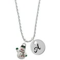 thumbnail image 1 of Delight Jewelry Silvertone White Enamel Snowman Silvertone Script Initial Disc - A - Charm Necklace, 20"+3", 1 of 4