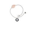 thumbnail image 1 of Delight Jewelry Silvertone White Paw on Black Disc - Rose Goldtone Leaf Delicate Bracelet, 6.25+1.75", 1 of 4