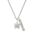 thumbnail image 1 of Delight Jewelry Silvertone White Plumeria Flower Silvertone Family Bar Charm Necklace, 23", 1 of 1