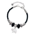 thumbnail image 1 of Delight Jewelry Silvertone White Westie Dog Wife Celtic Knot Leather Bead Bracelet, 7"+2" Extender, 1 of 4