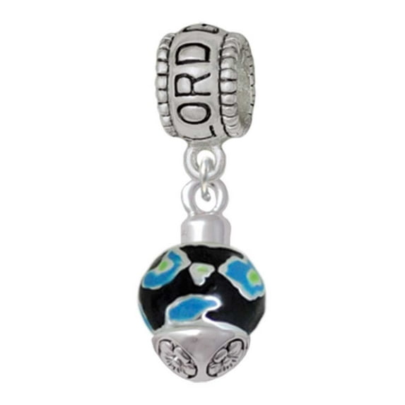 Delight Jewelry Silvertone Wide Hot Blue Cheetah Print Band Spinner Lord Guide Me Charm Bead